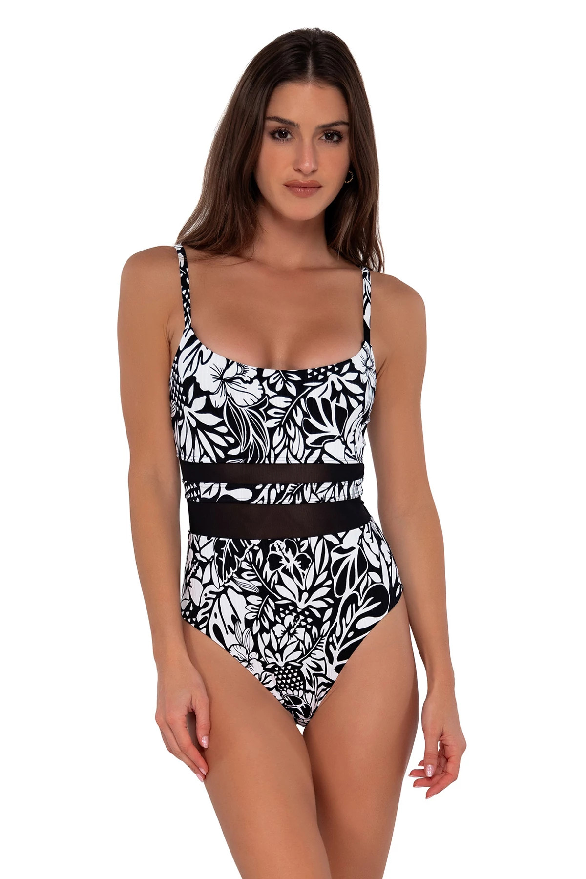 CARIBBEAN SEAGRASS TEXTURE Alexia Mesh One Piece Swimsuit image number 1