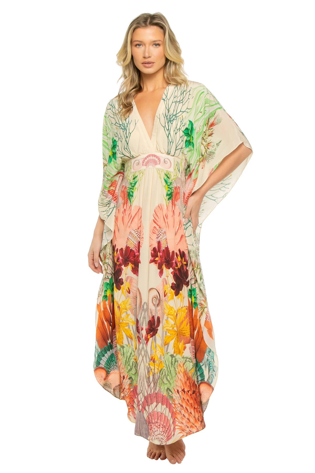 SEA ELEMENTS Taiel Floral Print Caftan Maxi Dress image number 3