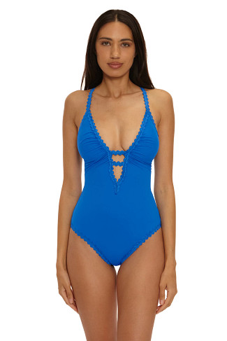 TRUE BLUE Bella Plunge Lace-Up One Piece Swimsuit