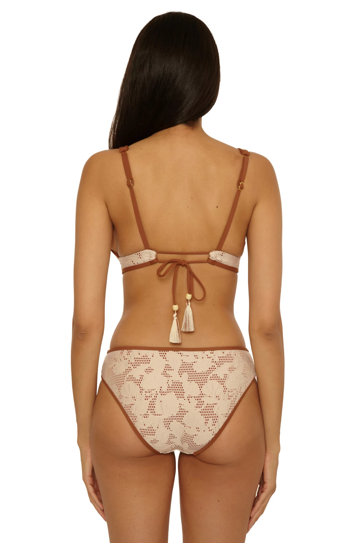 NATURAL Crochet Banded Bikini Top image number 2