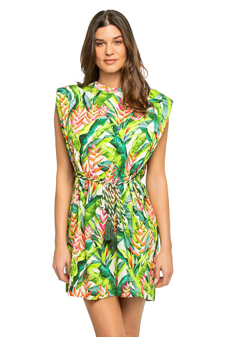 HELI LEAVES PEARL Tropical T-Shirt Dress