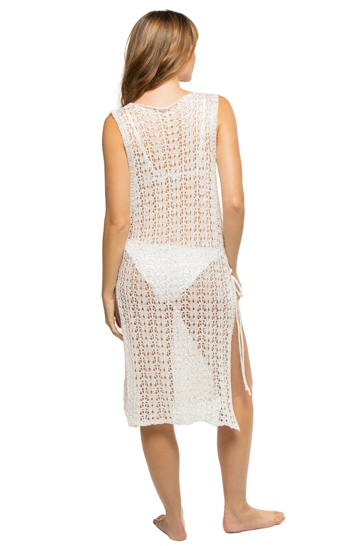 WHITE Sabrina Crochet Midi Dress image number 2