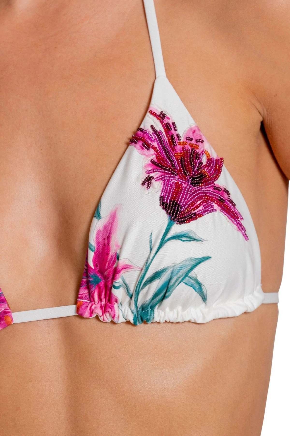 MULTI Orchid Beaded Triangle Bikini Top image number 6