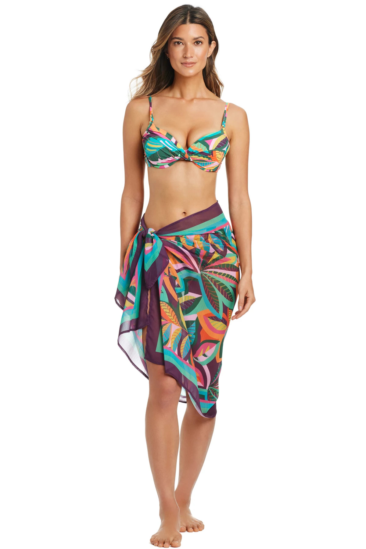 MULTI Tropical Print Sarong image number 3