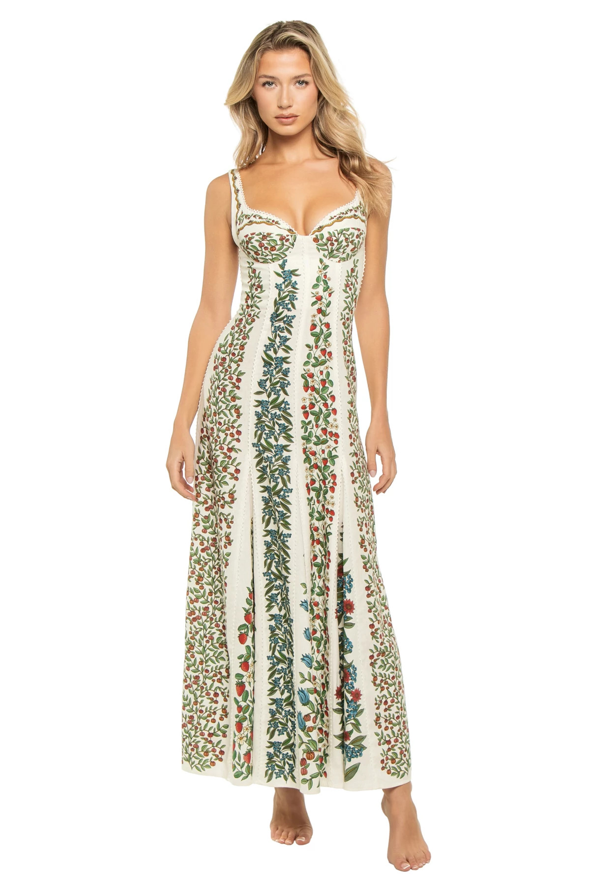FRUIT BEAUTY OFF-WHITE Fruit Beauty Embroidered Maxi Dress image number 1