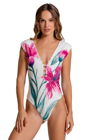 MULTI Orchid Plunge One Piece Swimsuit