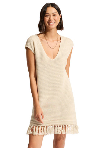 NATURAL Mini Knit Cover Up