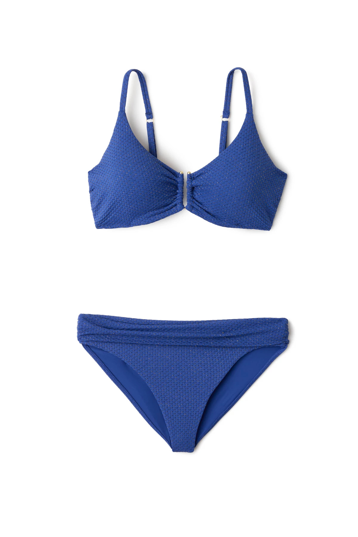 NAVY SCALLOP Jules Textured Bralette Bikini Top image number 4