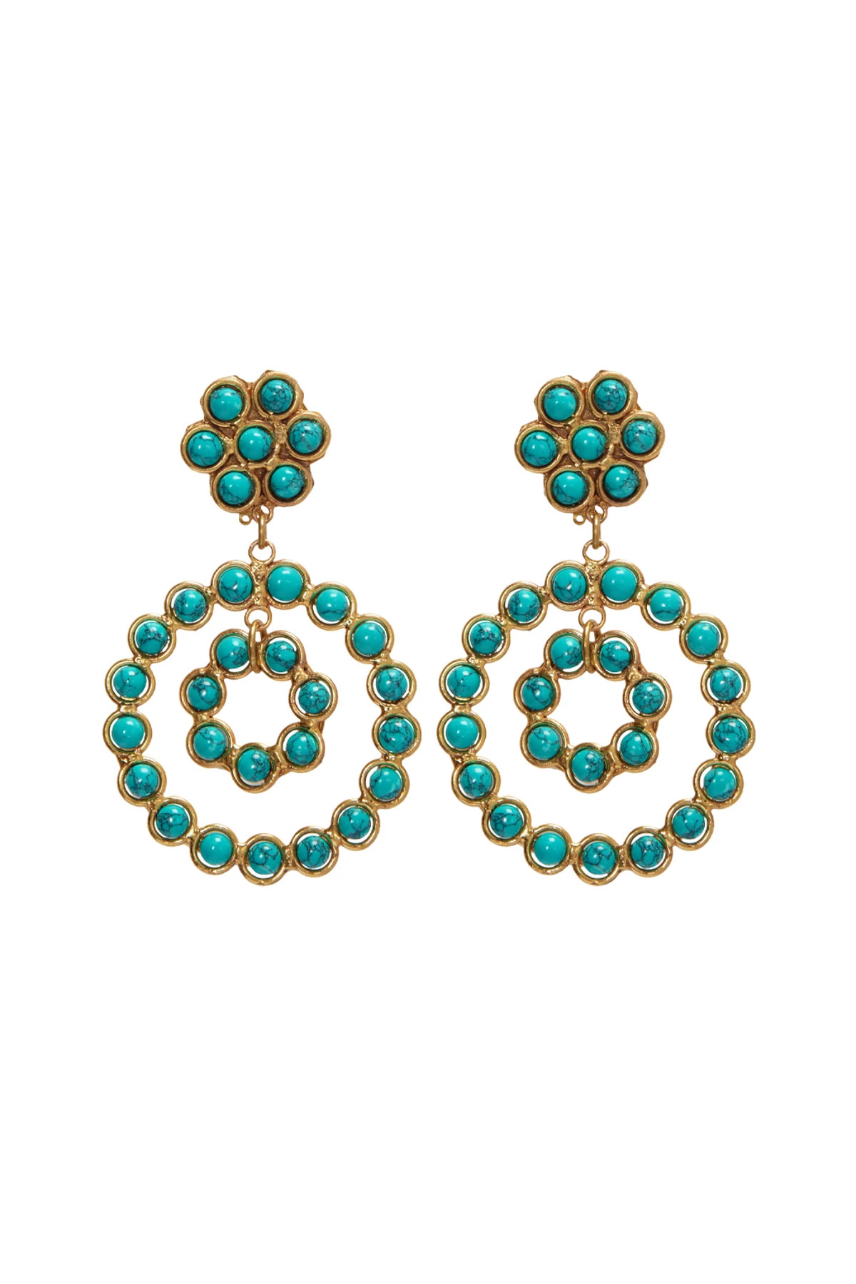 TURQUOISE Boucles D'Oreilles Happy Flower Turquoise Earrings image number 1