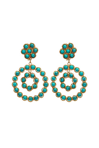 TURQUOISE Boucles D'Oreilles Happy Flower Turquoise Earrings