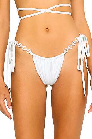 WHITE Devan Tie Side Brazilian Bikini Bottom