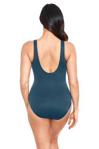 NOVA GREEN Mesh Inset Over The Shoulder One Piece Swimsuit