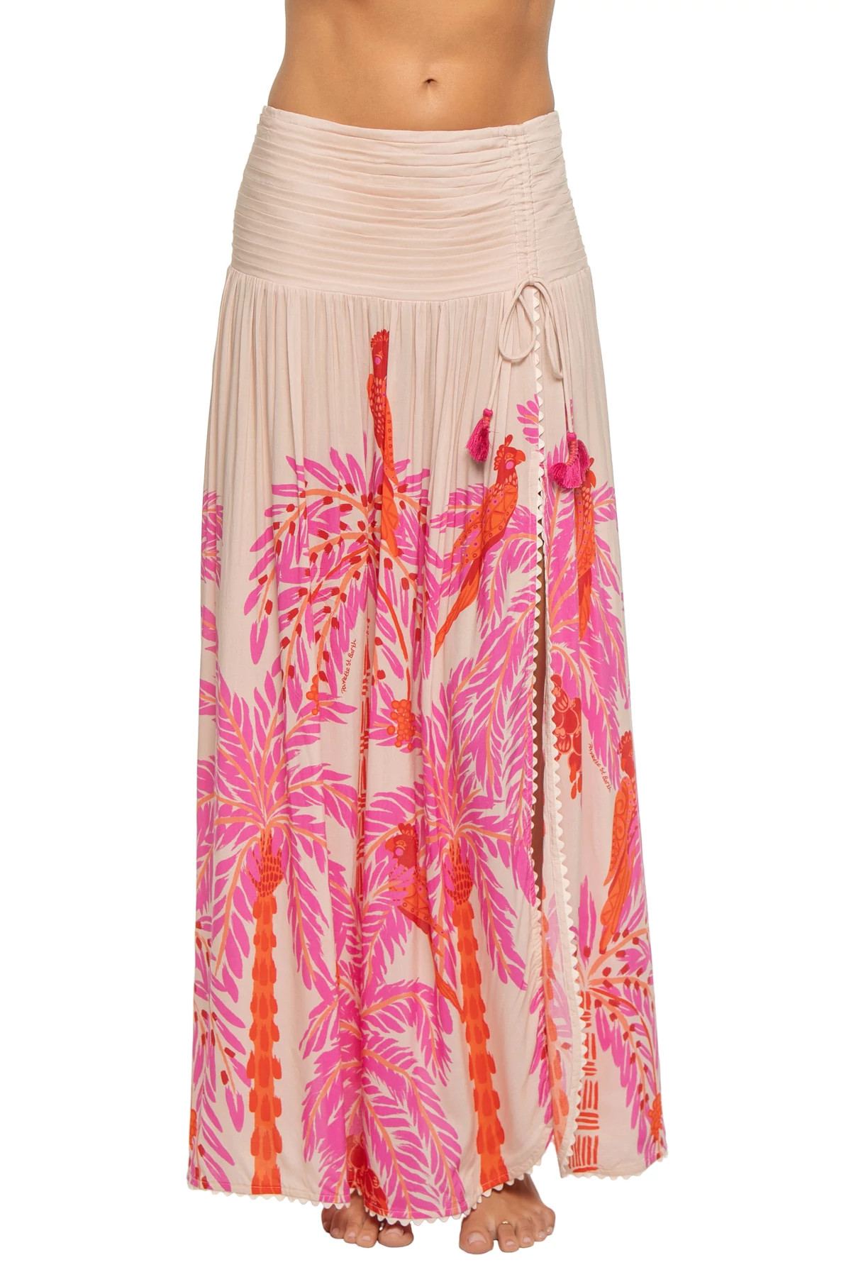 PINK PALMROTT Carla Smocked High Rise Maxi Skirt image number 1