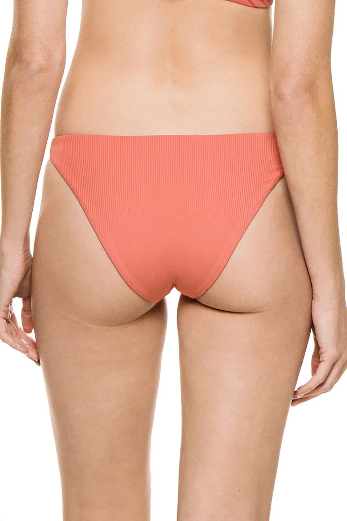 SPICED CORAL Ashley Textured Brazilian Bikini Bottom image number 2