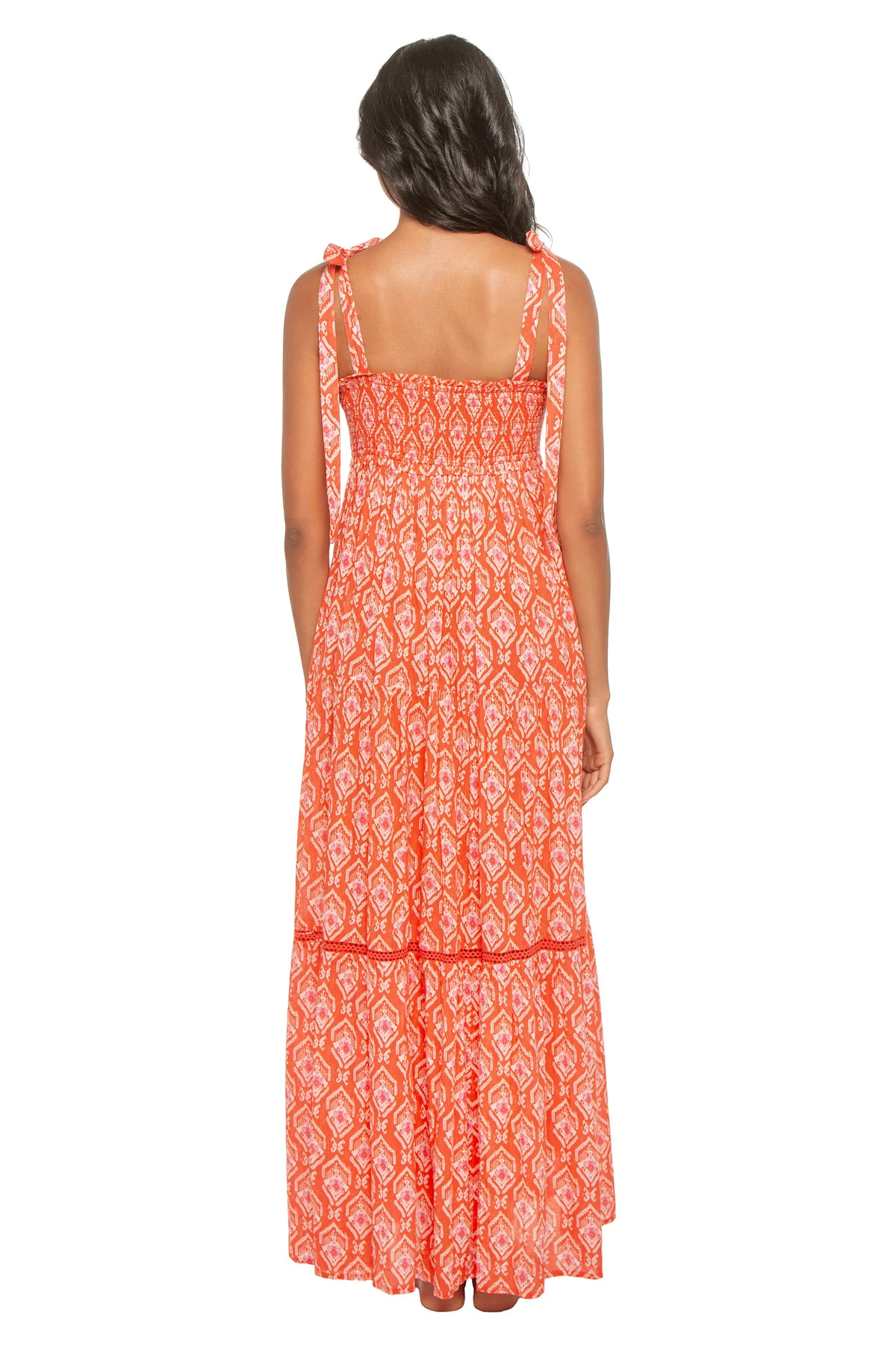 IDIRA CORAL Reece Smocked Cotton Maxi Dress image number 2