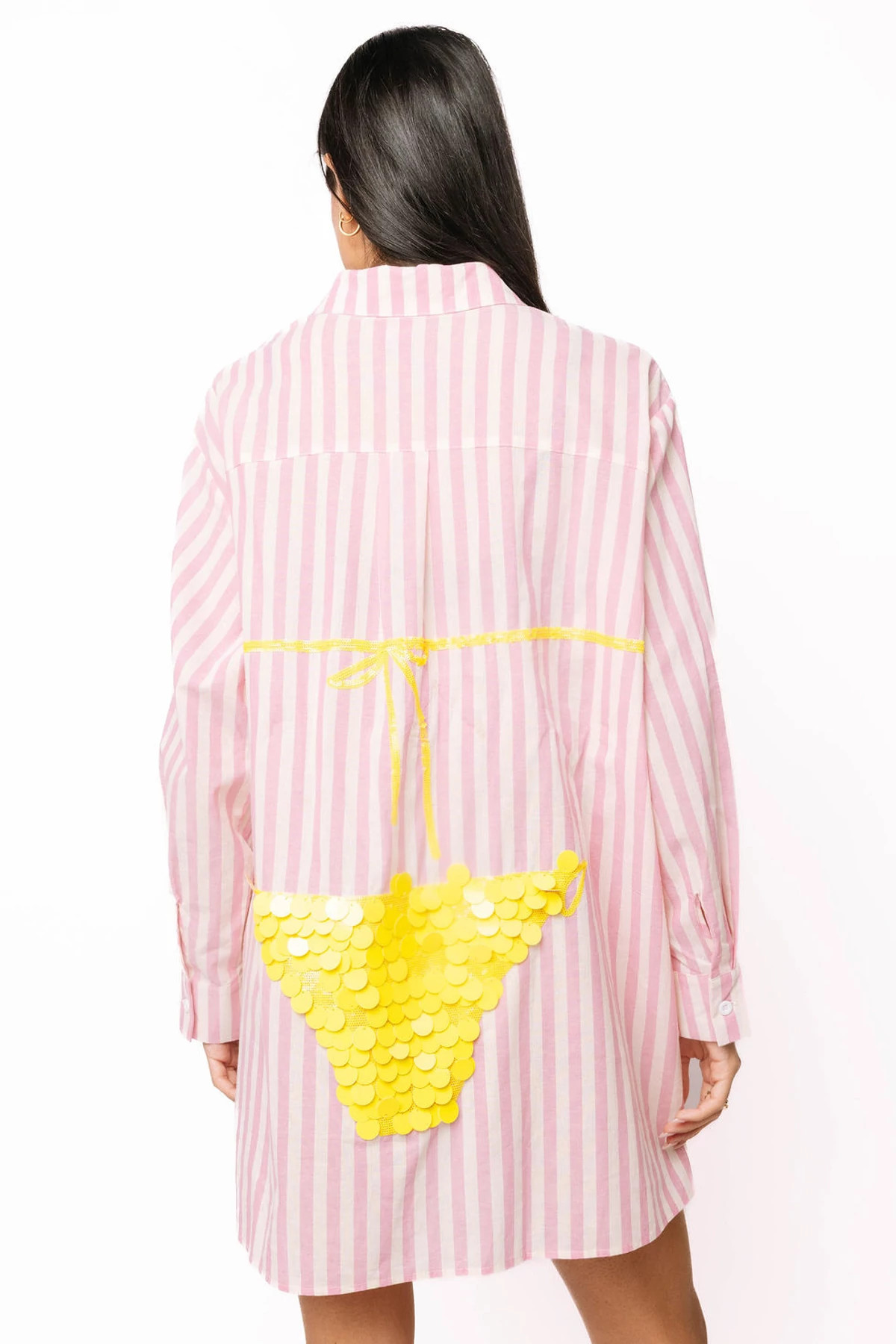 PINK Striped Sequin Bikini Graphic Tunic image number 2