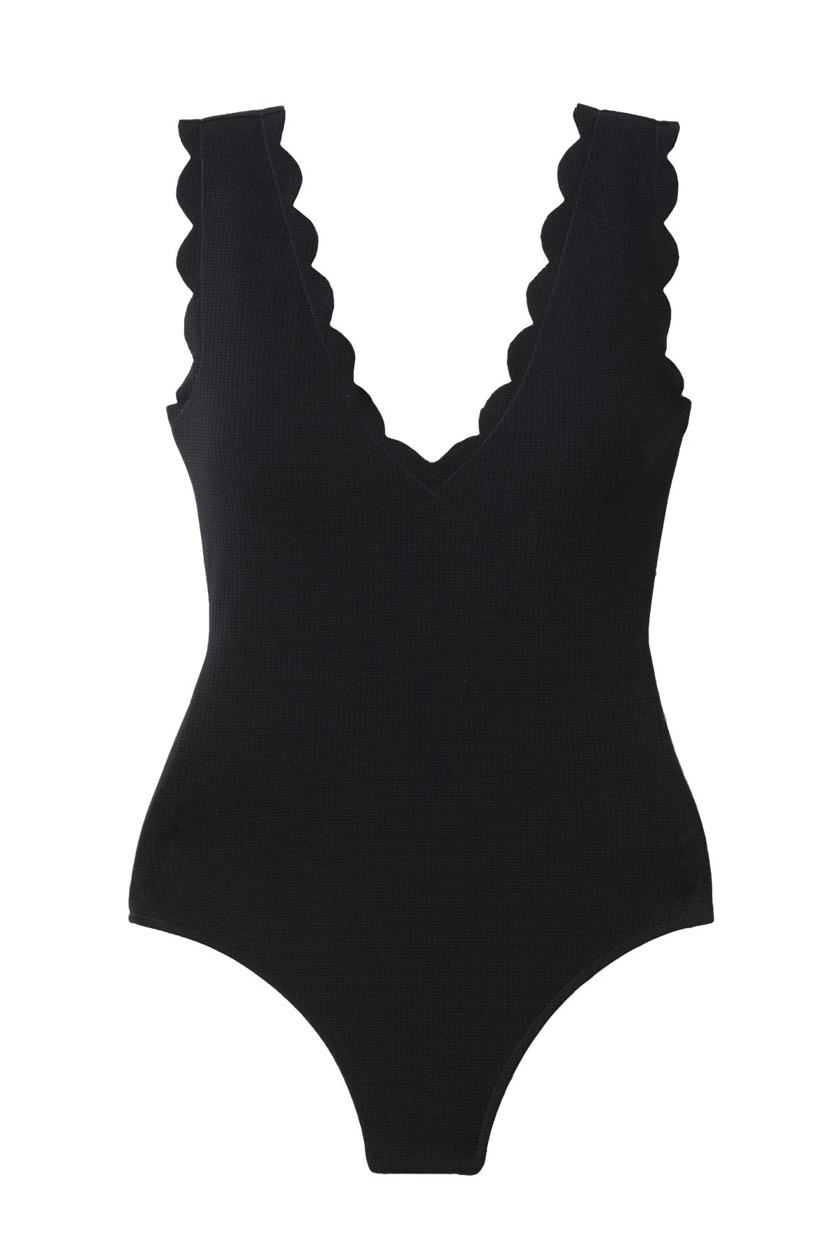BLACK Scallop One Piece Swimsuit image number 3