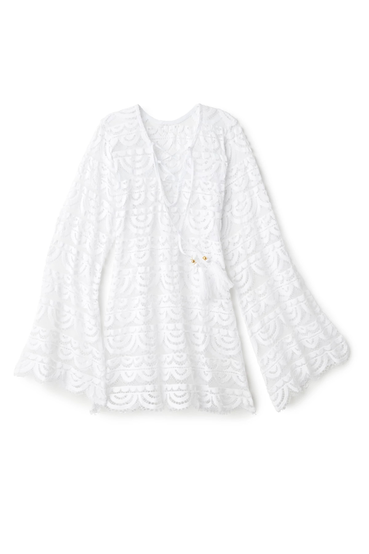 WATER LILY Noah Crochet Lace-Up Tunic image number 3
