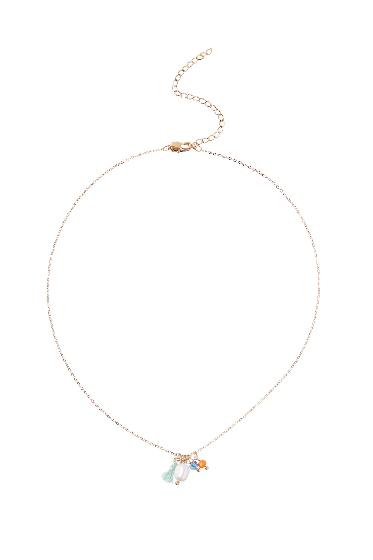 GOLD Pearl Tassel Necklace image number 1