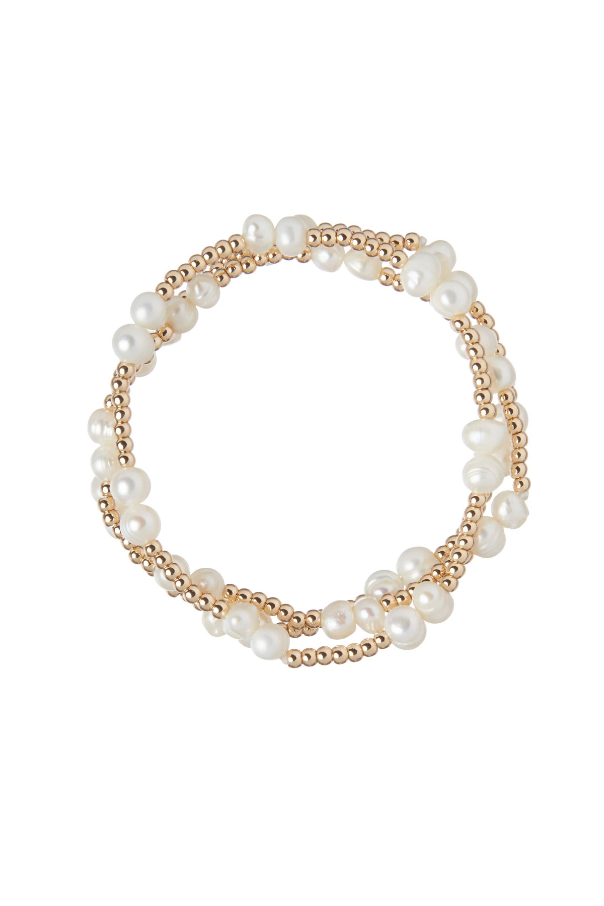 GOLD Three Row Pearl Bracelet image number 1