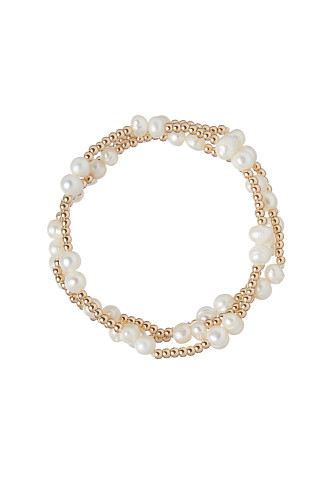 GOLD Three Row Pearl Bracelet
