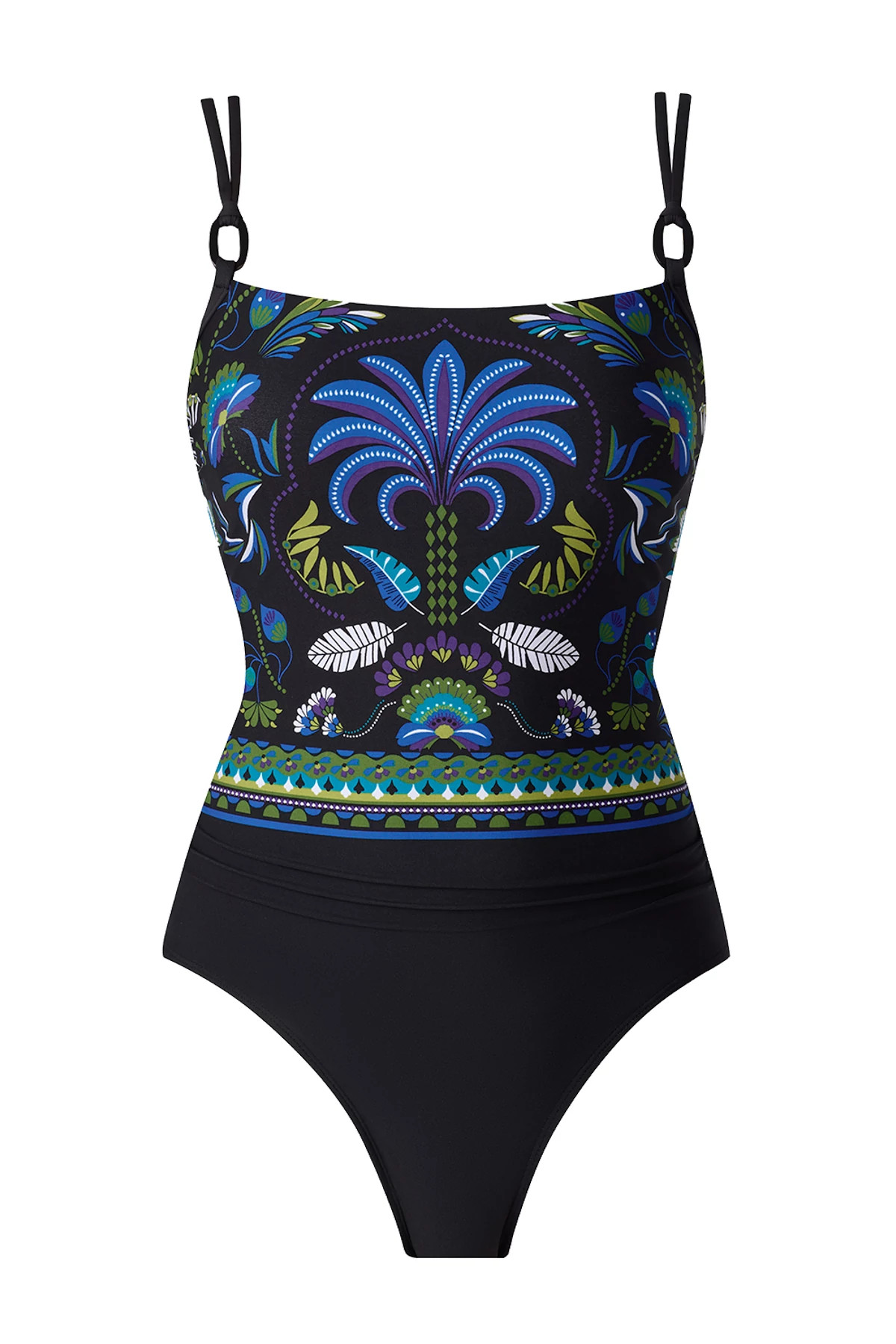 BLACK/MULTI Georgie Palm Print One Piece Swimsuit image number 4