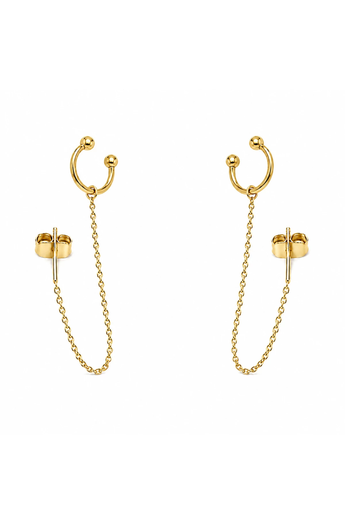 GOLD Maris Chain Ear Cuff Earrings image number 1