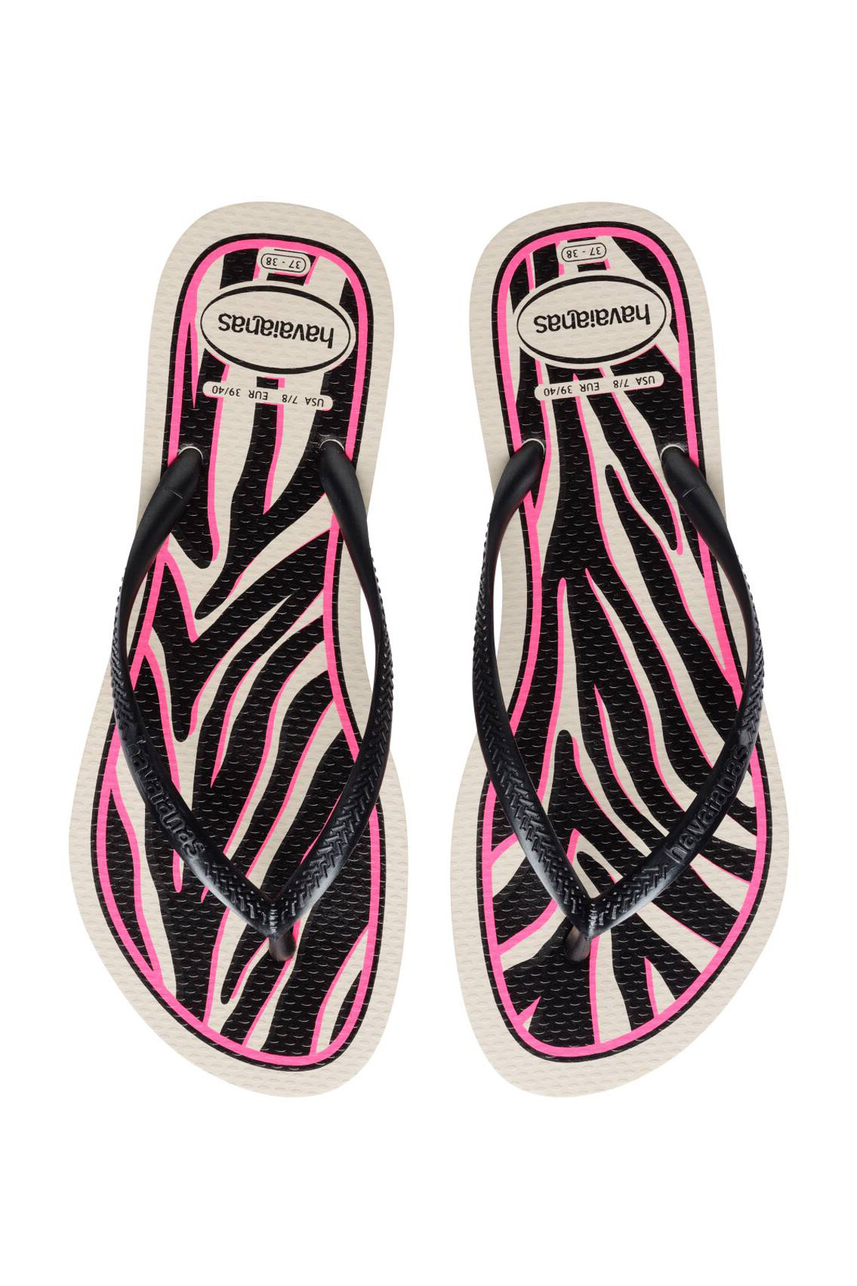 BEIGE/ DARK GREY METALLIC Animal Print Flip Flops image number 1