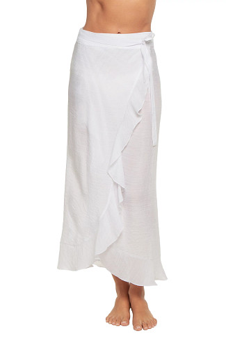 WHITE Ruffle Wrap Maxi Cover Skirt