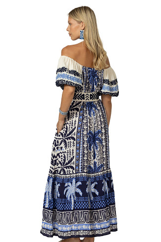 MULTI Embroidered Palm Maxi Dress