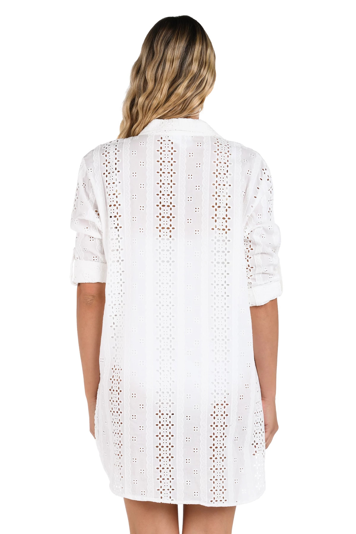 IVORY Eyelet Camp Shirt Dress image number 2