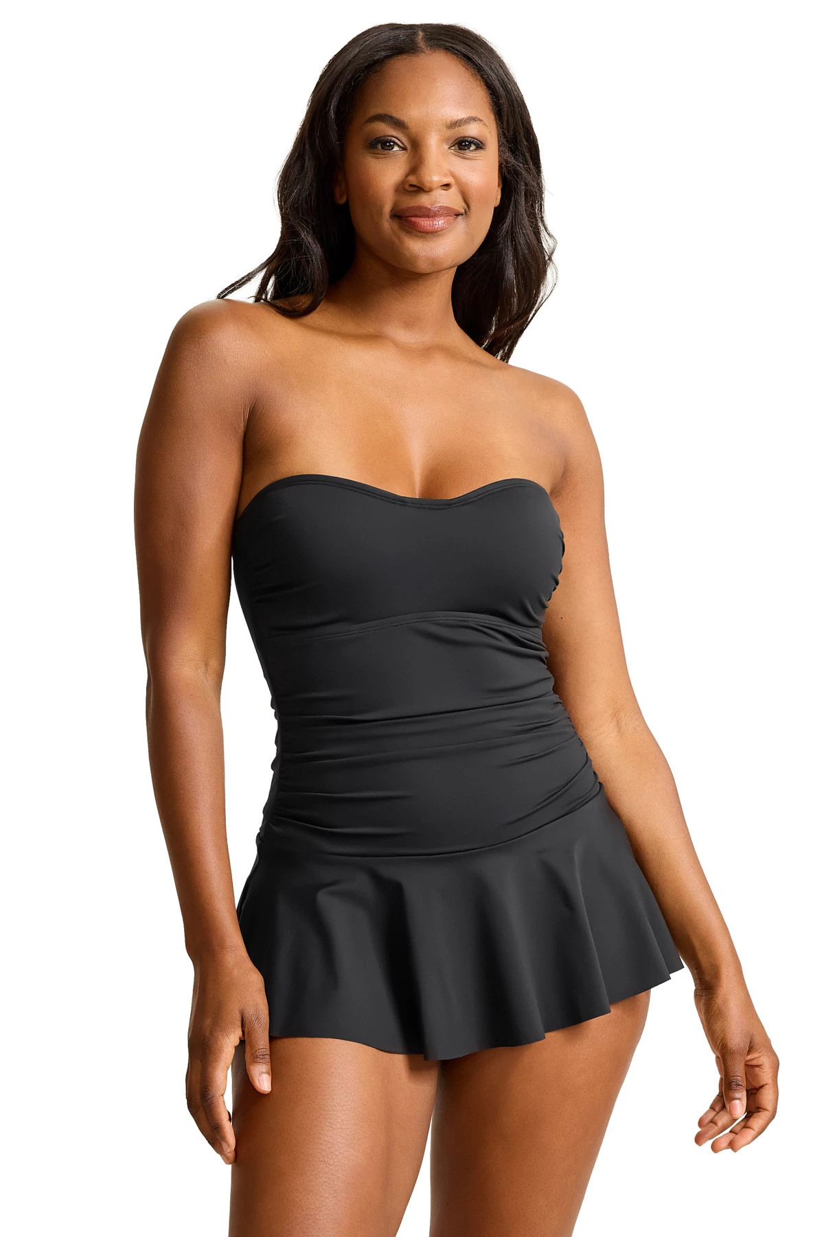BLACK Sweetheart Bandeau Swimdress image number 1