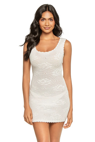 WHITE ROSE Cameron Crochet Mini Cover Dress