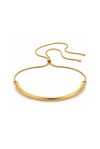 GOLD Shira Curved Bar Snake Chain Necklace
