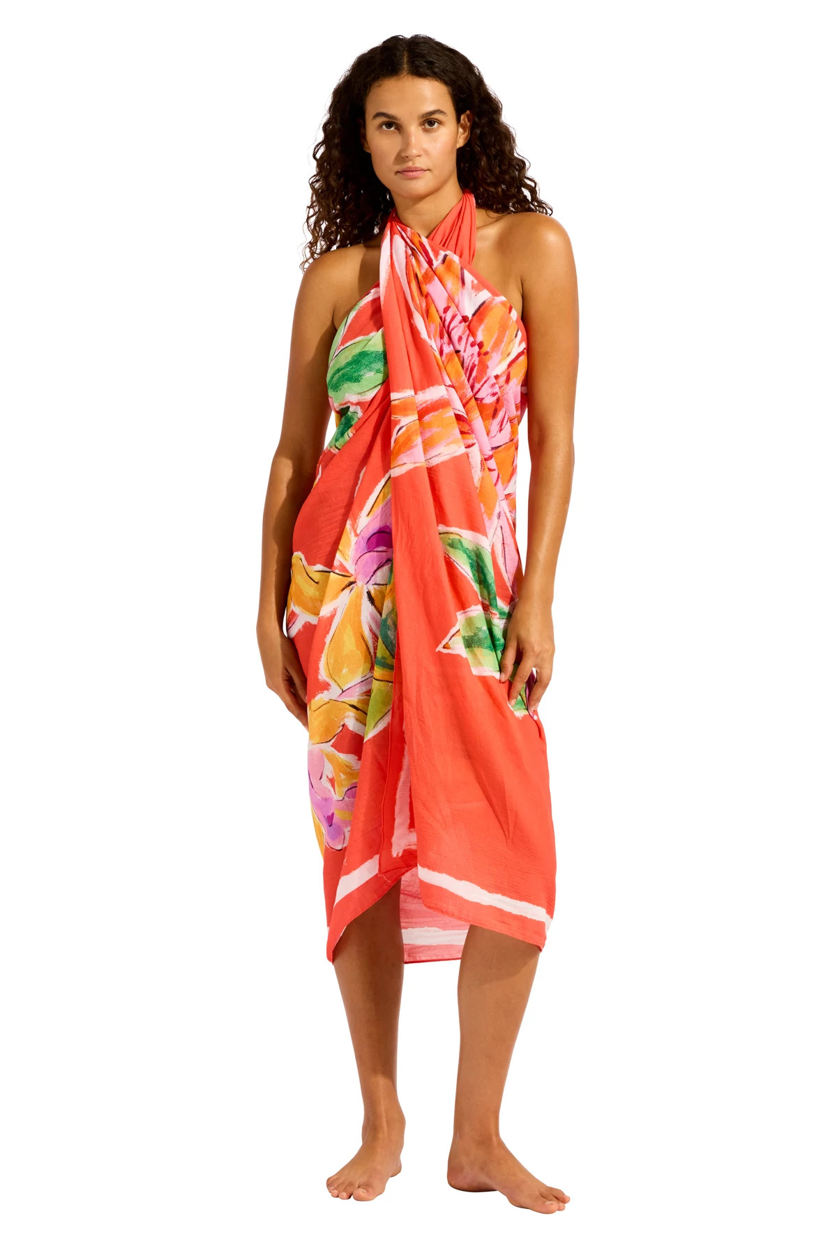 SUMMER MELON Hot House Flowers Sarong image number 5
