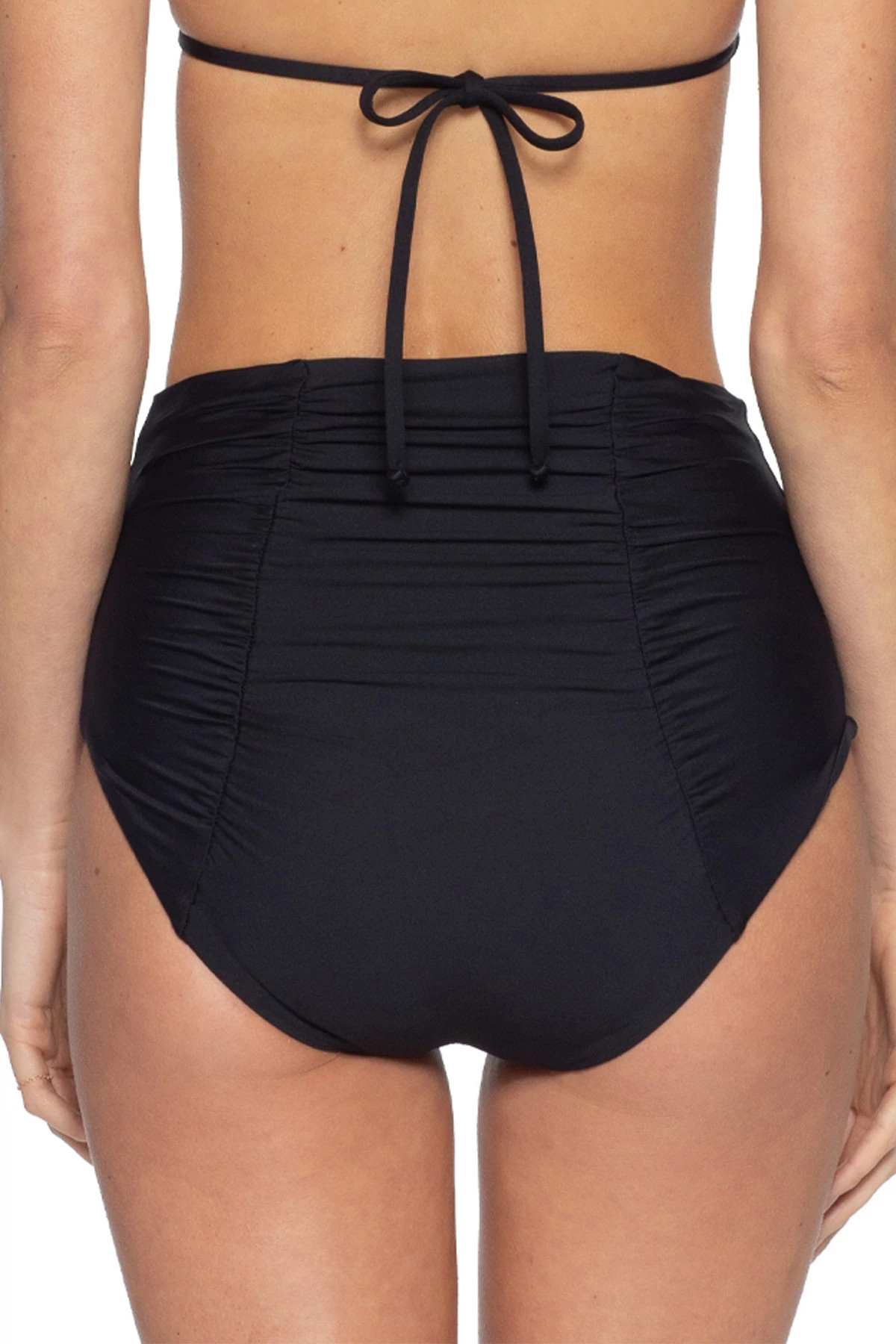 BLACK Ruched High Waist Bikini Bottom image number 2