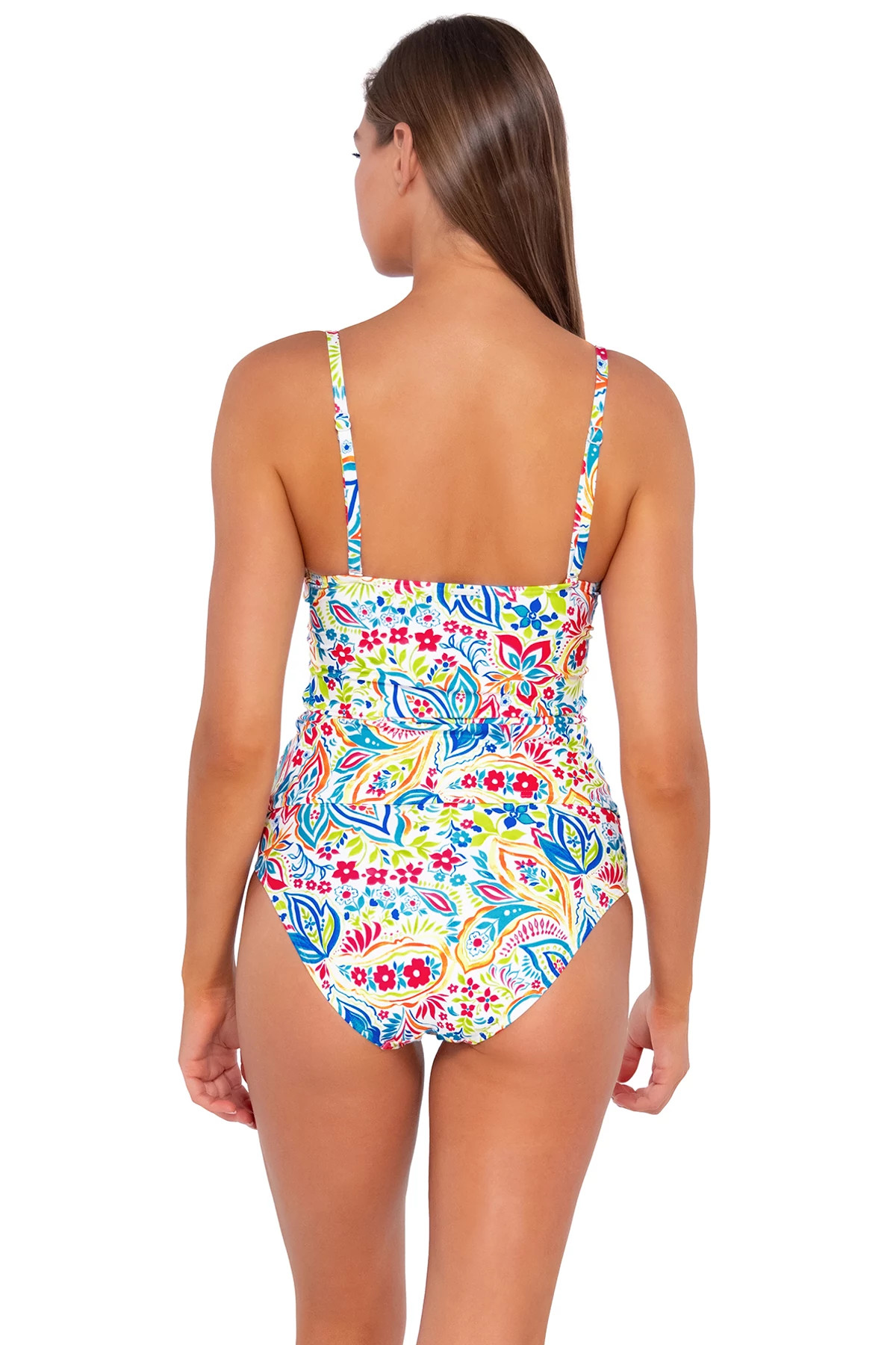 PAINTED PAISLEY Simone Convertible Strap Tankini Top image number 3