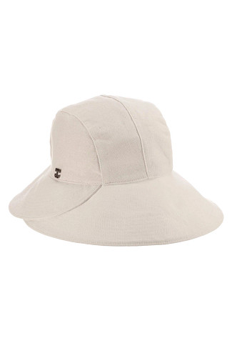 WHITE White Cotton Split Brim Sun Hat