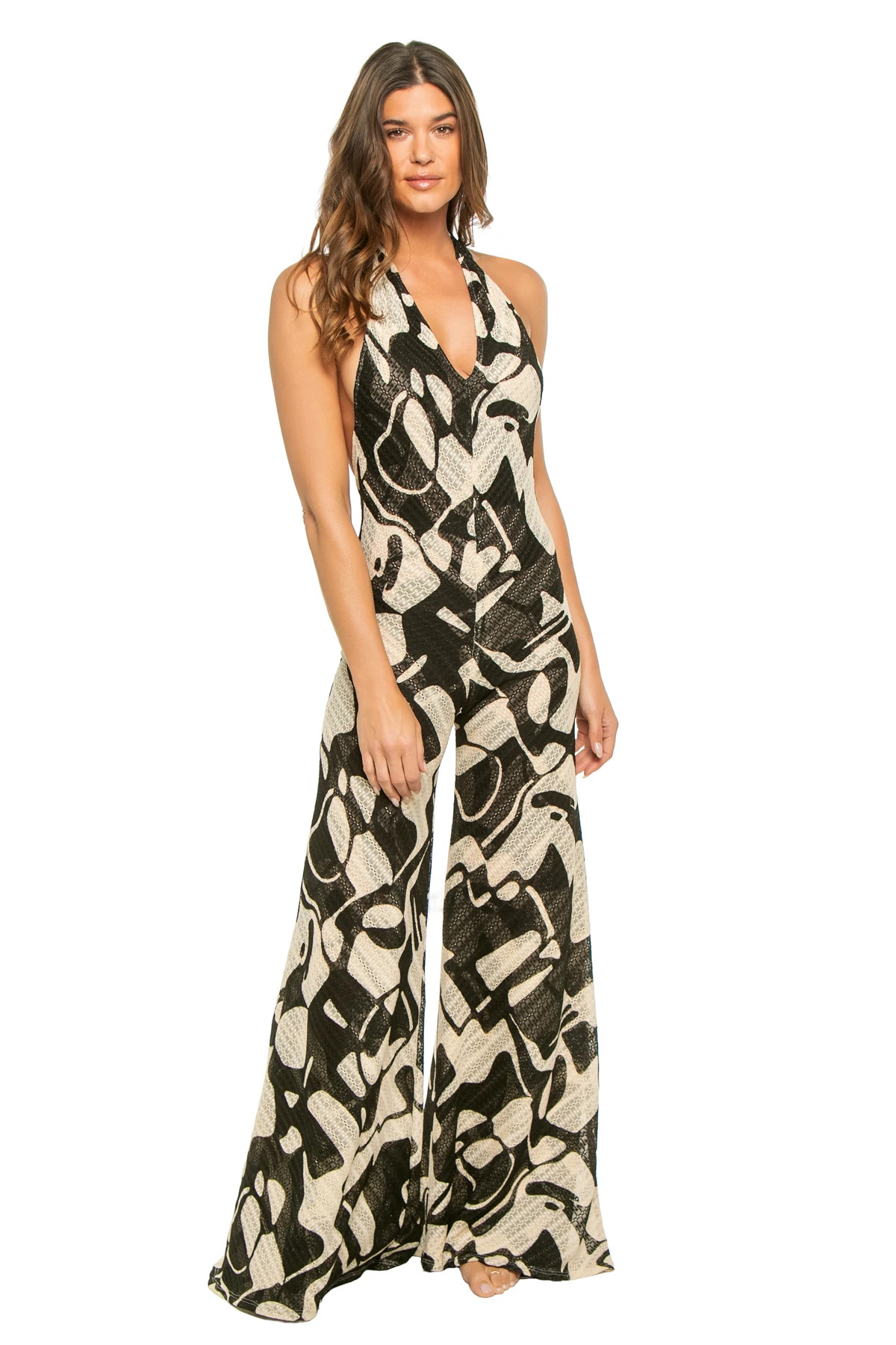 ABSTRACT MARBLE Anya Abstract Wide Leg Jumpsuit image number 1