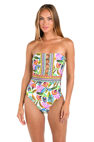 MULTI Jungle Jive Bandeau One Piece Swimsuit