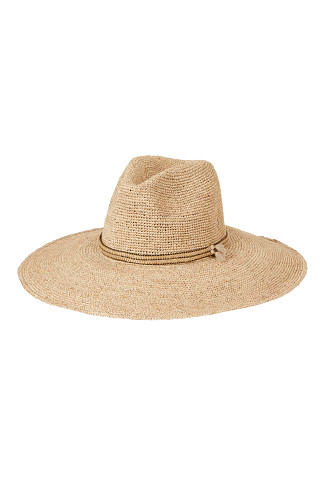 NATURAL/GOLD/OFF WHITE Raffia Panama Hat