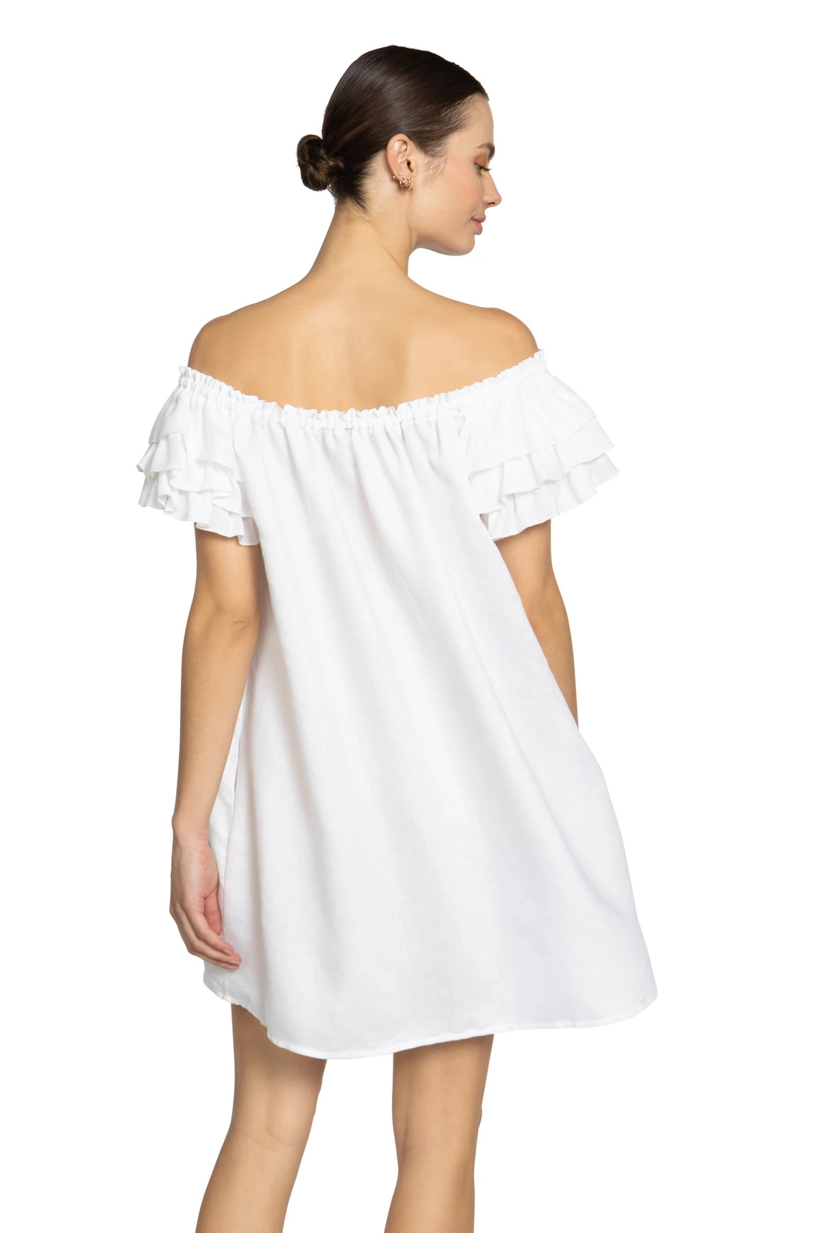 WHITE Fiona Off the Shoulder Ruffle Dress image number 2
