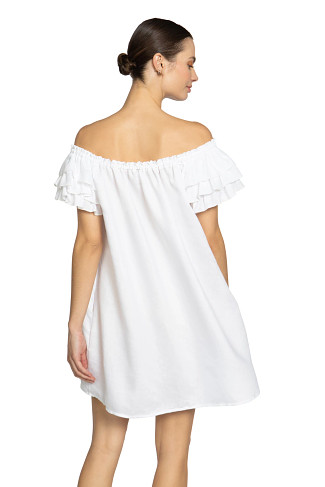 WHITE Fiona Off the Shoulder Ruffle Dress