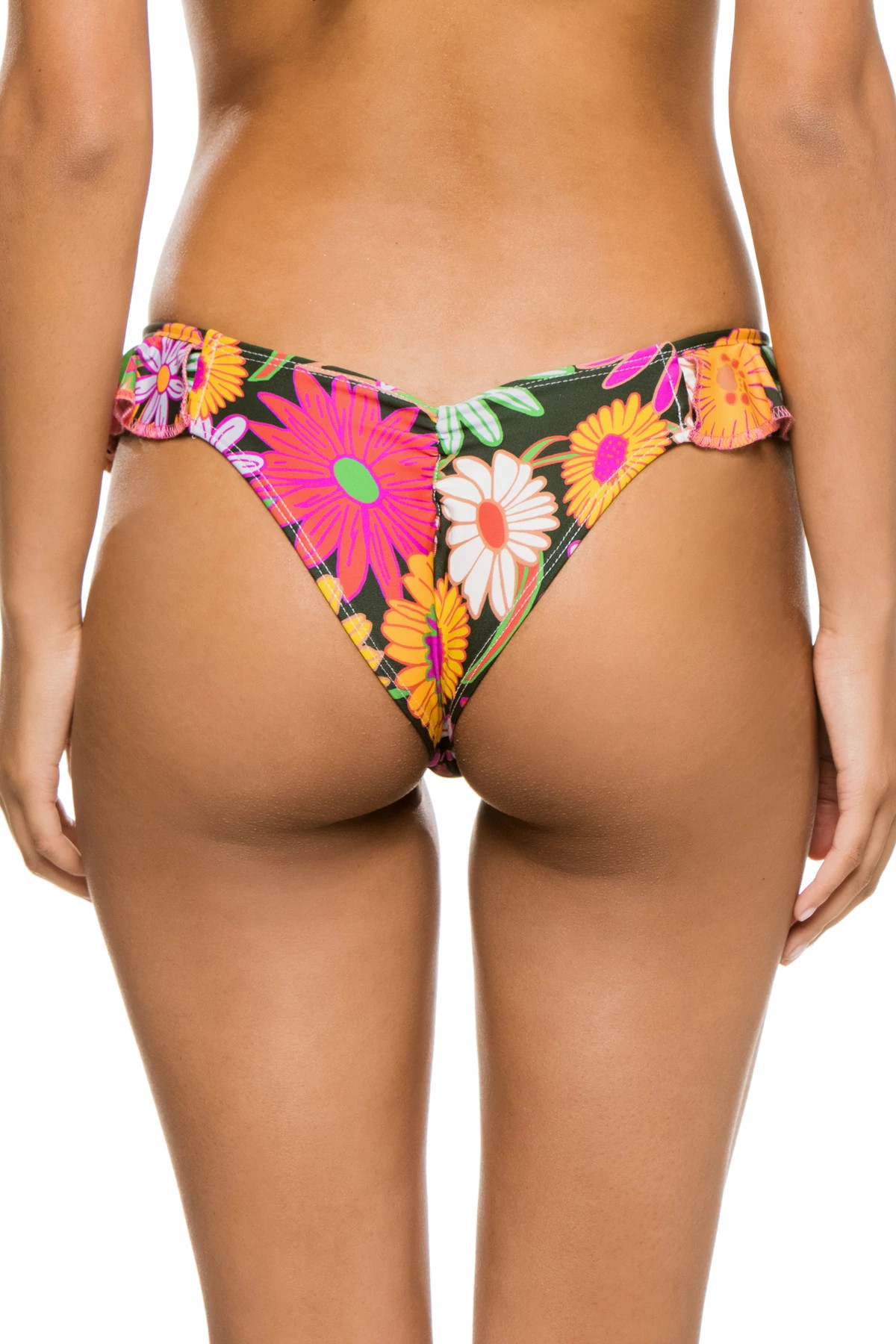 JEANEANE FLORAL Ruffle Tab Side Brazilian Bikini Bottom image number 2