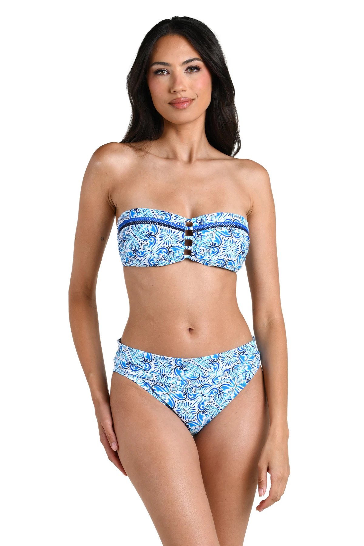 BLUE Costa Azul Crochet Bandeau Bikini Top image number 1