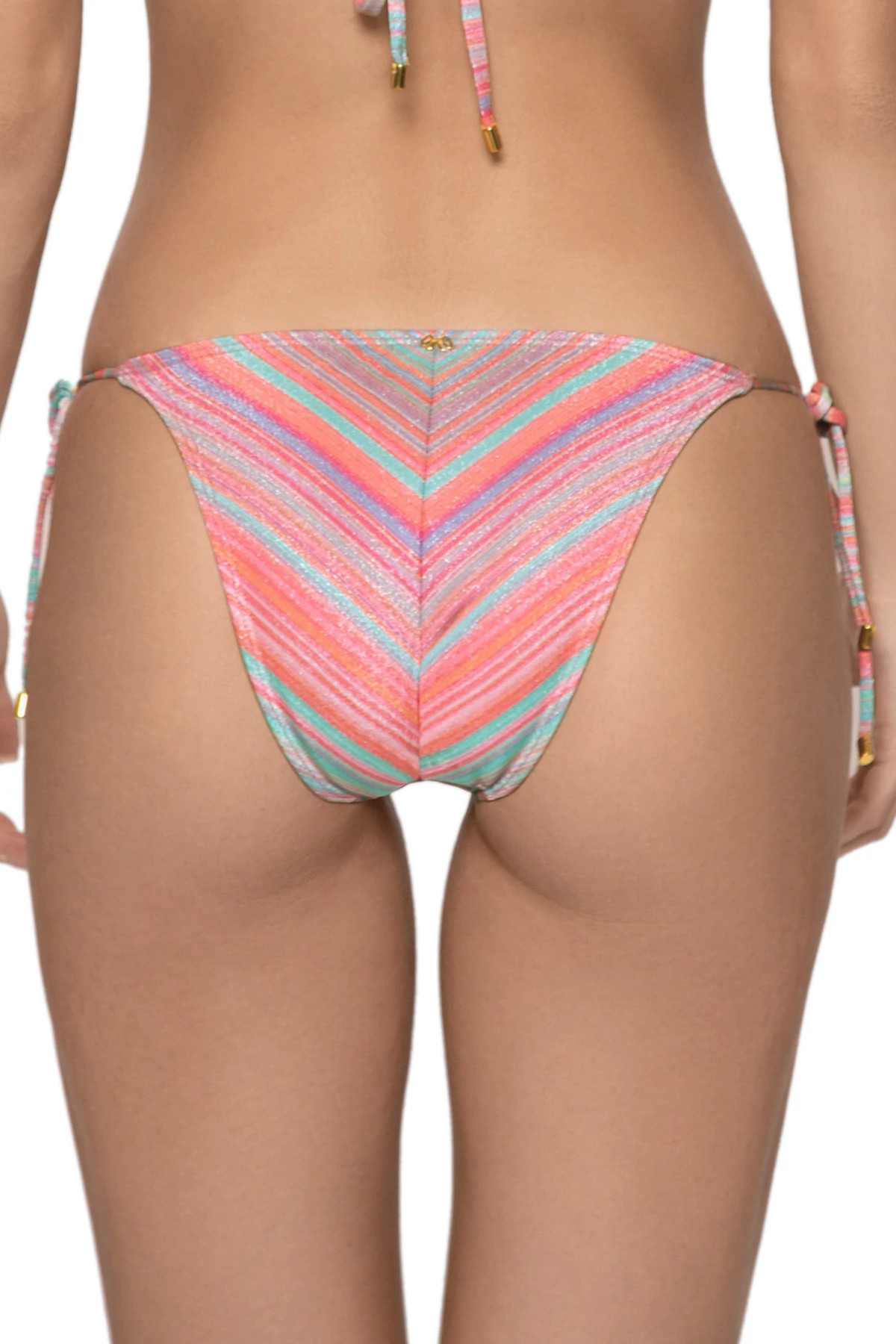 NEWPORT STRIPES Stripe Metallic Tie Side Brazilian Bikini Bottom image number 2