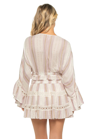 PINK DUST Striped Shimmer Long Sleeve Crop Top