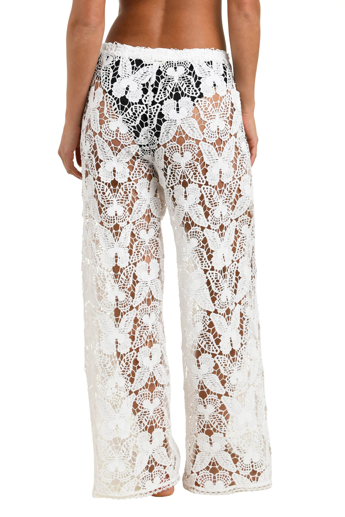 WHITE Geraldine Butterfly Lace Cover Pants image number 2