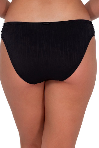 BLACK SEAGRASS TEXTURE Audra Tab Side Hipster Bikini Bottom