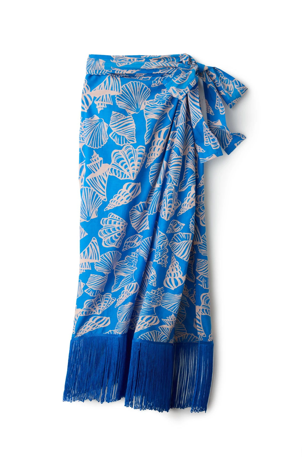 BLUE Ruby Shell Print Fringe Sarong image number 3